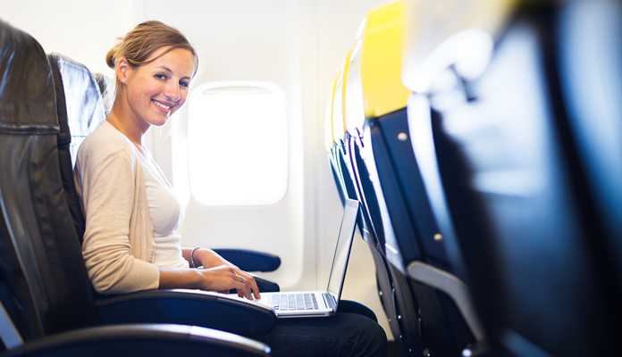 Woman enjoying air travel